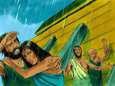 God then closed the door of the ark and the rain began to fall. For 40 days it rained heavily – Slide 10