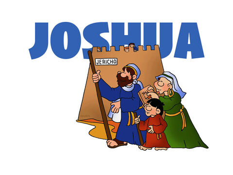 Joshua.  <br/>Moses’ successor, Joshua, leads the children of Israel across the Jordan River (parted miraculously by God) and into Canaan. God overthrows the city of Jericho by knocking its walls down. Joshua leads the people in a successful campaign to conquer the whole of Canaan. With a few exceptions, the Israelites remain faithful to their promise to keep their covenant with God, and God blesses them with military victories. After the land is subdued, the Israelites divide Canaan into separate territories, giving each of the tribes of Israel a lasting inheritance. – Slide 2