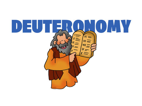 Deuteronomy <br/>The new generation of Israelites is now ready to take possession of the Promised Land. Moses gives a series of final speeches, in which he reiterates the Law of God and promises that one day God will send another Prophet reminiscent of the power and mission of Moses. Moses dies in Moab. – Slide 6