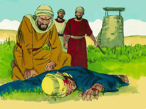 The rest seized his servants, ill-treated them and killed them. – Slide 8