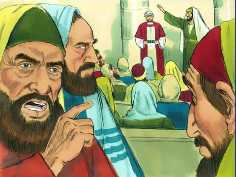 The following week huge crowds gathered to hear Paul speak. Some of the Jews, jealous of the attention Paul was commanding, started slandering Paul and argued against whatever he said. Paul declared that as the Jews had rejected the message about Jesus, they would tell it to the Gentiles. Many Gentiles became Christians and were full of joy and the Holy Spirit. – Slide 9