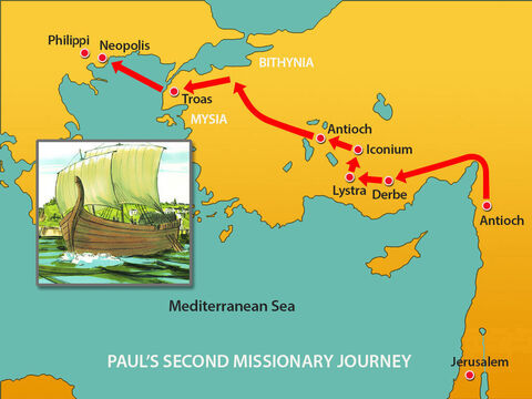 From there they reached Philippi, a major city of the district of Macedonia and a Roman colony. – Slide 14