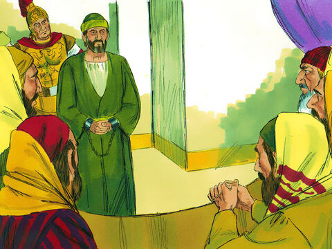 The next day the commander ordered the leading priests into session with the Jewish high council. He wanted to find out what the trouble was all about, and brought Paul before them. – Slide 14