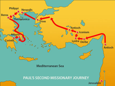 From Athens Paul travelled to Corinth, a major city in the Roman Empire at a crossroads of important trade routes. – Slide 1