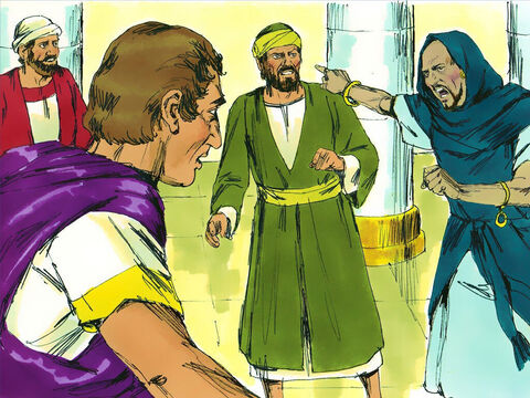 A Jewish sorcerer and false prophet, Bar-Jesus (also called Elymas), opposed what Paul and Barnabas were telling the Proconsul. Paul, filled with the Holy Spirit, looked straight at Elymas. – Slide 16