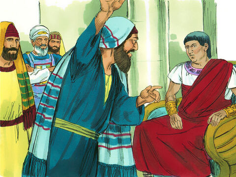 Five days after Paul was escorted to Caesarea, Ananias, the high priest, arrived with some of the Jewish elders and the lawyer Tertullus, to present their case. Tertullus presented the charges against Paul. He began by making flattering remarks about Governor Felix. – Slide 1