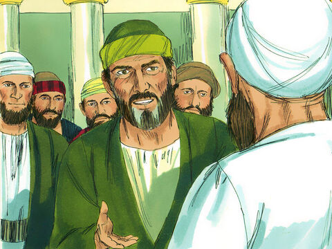 Paul agreed and the next day went to the Temple with the four men. He publicly announced the date when their vows would end and sacrifices would be offered for each of them. Paul showed his support for them by paying for them to have their heads ritually shaved. To find out what happened next download ‘Paul faces a riot in Jerusalem’ from Free Bible images. – Slide 16