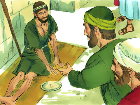 While in Lystra Paul and Barnabas saw a man who had been lame from birth. He had been sitting and listening as Paul preached. Paul looked at him and knew he had the faith to be healed. – Slide 2