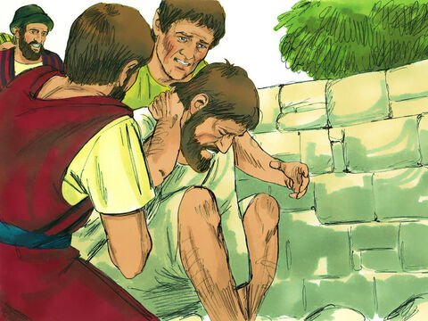 But as the believers gathered around Paul, he got up and went back into the town. – Slide 7