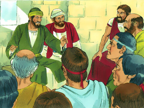 Paul and Barnabas preached the Good News in Derbe and many became Christians. – Slide 9