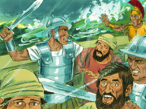 The soldiers wanted to kill the prisoners to make sure they didn’t swim ashore and escape. However, the commanding officer wanted to spare Paul, and stopped them. – Slide 25