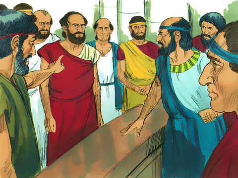 ‘Paul and Silas have caused trouble everywhere,’ they shouted, ‘Jason has welcomed them into his home. They are all guilty of treason against Caesar, for they profess allegiance to another king, named Jesus.’ – Slide 6