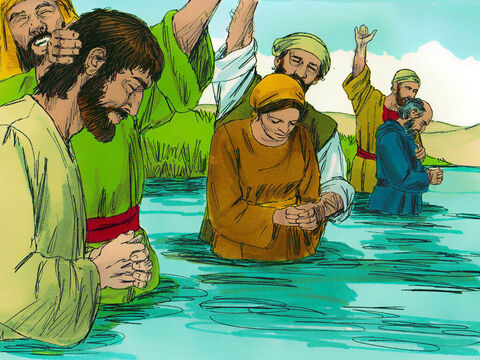 Those who accepted this message were baptised – about three thousand people. – Slide 11