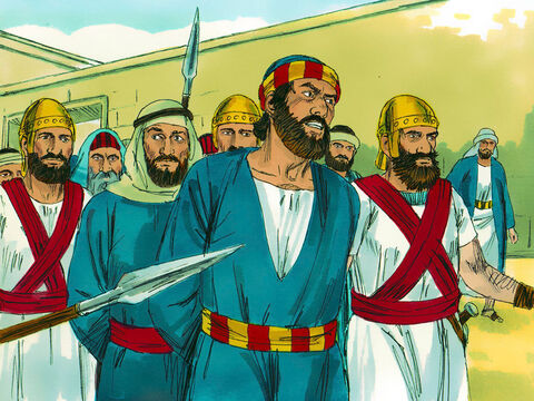 Acts chapter 4: The captain of the Temple guard, the priests and the Sadducees were alarmed to hear Peter preaching that Jesus was alive. They seized Peter and John and put them in prison. However, so many people were convinced Jesus had risen from the dead that the number of believers grew to over 5,000. – Slide 4