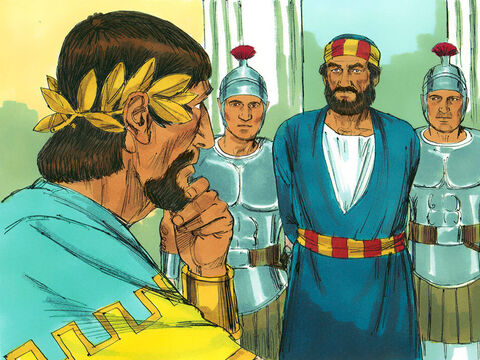 Next, Herod Agrippa had Peter arrested and put in prison. After the Passover Feast Herod intended to put him on trial before the public. Peter was guarded around the clock by four squads of four soldiers. – Slide 2