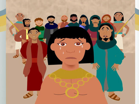 After three days Joseph brought them out of prison. He said they could buy food but they must return to Egypt with Benjamin. At this the brothers became very upset. ‘God is punishing us for how we treated Joseph,’ they said. When Joseph realised they were talking about him he turned away and began to cry. – Slide 7