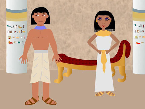 The wife of Potiphar saw how handsome Joseph was and tried to make him love her. But Joseph would not do as she asked because he knew it was wrong and would hurt God and Potiphar. – Slide 3