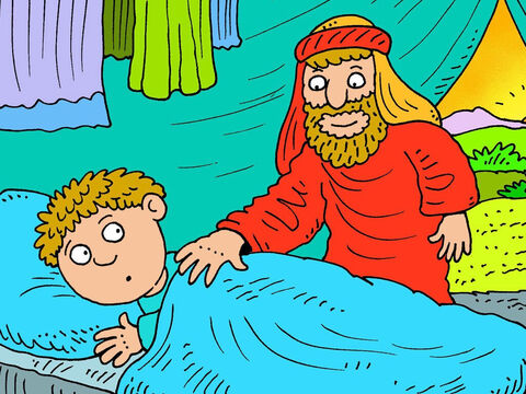 Early in the morning, Abraham woke up Isaac. – Slide 4