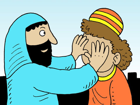 Once more Jesus put His hands on the man’s eyes. – Slide 5