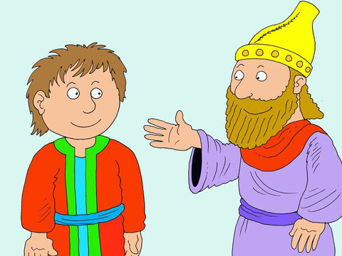‘I have chosen you to be one of my special servants!’ said the king.<br/>‘I will do my best,’ Daniel replied. – Slide 6