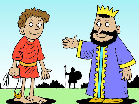 Saul asked David, ‘Young man, whose son are you?’ <br/>‘I’m the son of your servant Jesse from Bethlehem,’ said David. Little did King Saul know that one day, this young man who trusted in God, would become the next King of Israel. – Slide 31