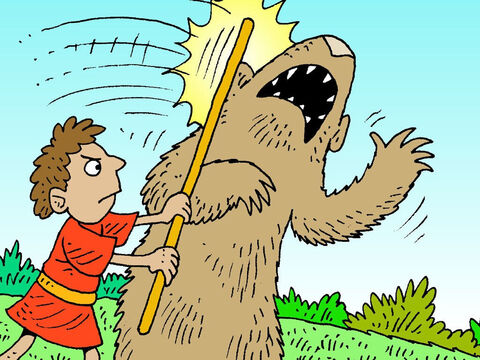 Using his shepherd staff he would attack the bear. – Slide 13