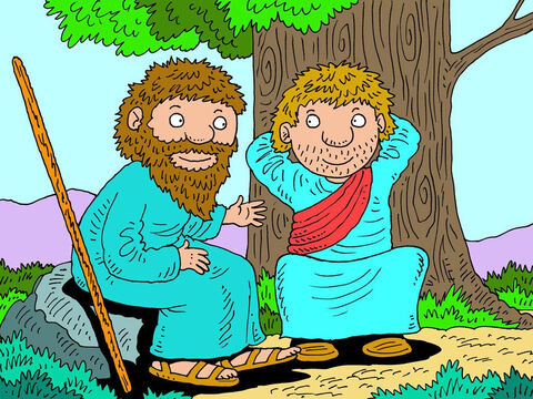 A long time ago, in the land of Israel, there lived two prophets of God - Elijah and Elisha. The two prophets were on their way to Gilgal. Elijah, after many years of faithful service, had been told by God that he was about to be taken up into heaven and was enjoying his last few hours with his friend Elisha. – Slide 1