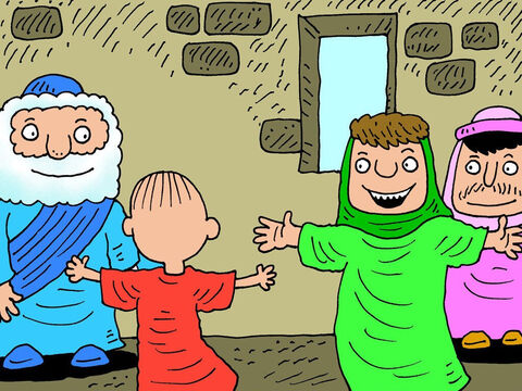 Elisha called to Gehazi. ‘Tell the boy’s mother she can come in now!’ The woman came into the room and gasped. ‘Here is your boy,’ said Elisha ‘He is alive again!’ She was full of joy. – Slide 19