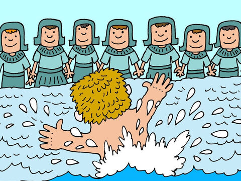 He jumped up and down in the water shouting, ‘Look! The God of Elisha has healed me.’ – Slide 10