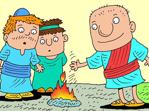 God then told Ezekiel to divide his cut hair into three equal piles and put a few hairs into his pocket. Then God told him to take one pile of hair and set it on fire in the middle of Jerusalem. Ezekiel set the strands of hair on fire. – Slide 13