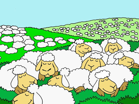 He makes me to lie down in green pastures. <br/>Sheep usually lie down when they feel safe and satisfied. This means that normally I am contented because all my needs have been met. – Slide 2