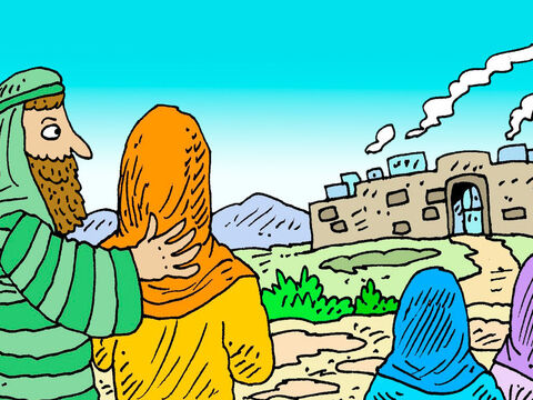 Lots looked around and saw that the plain of Jordan had plenty of water and good land. So Lot decided to pitch his tents near the city of Sodom. Abram went in the other direction to live near Hebron where he built an altar to the Lord. – Slide 3