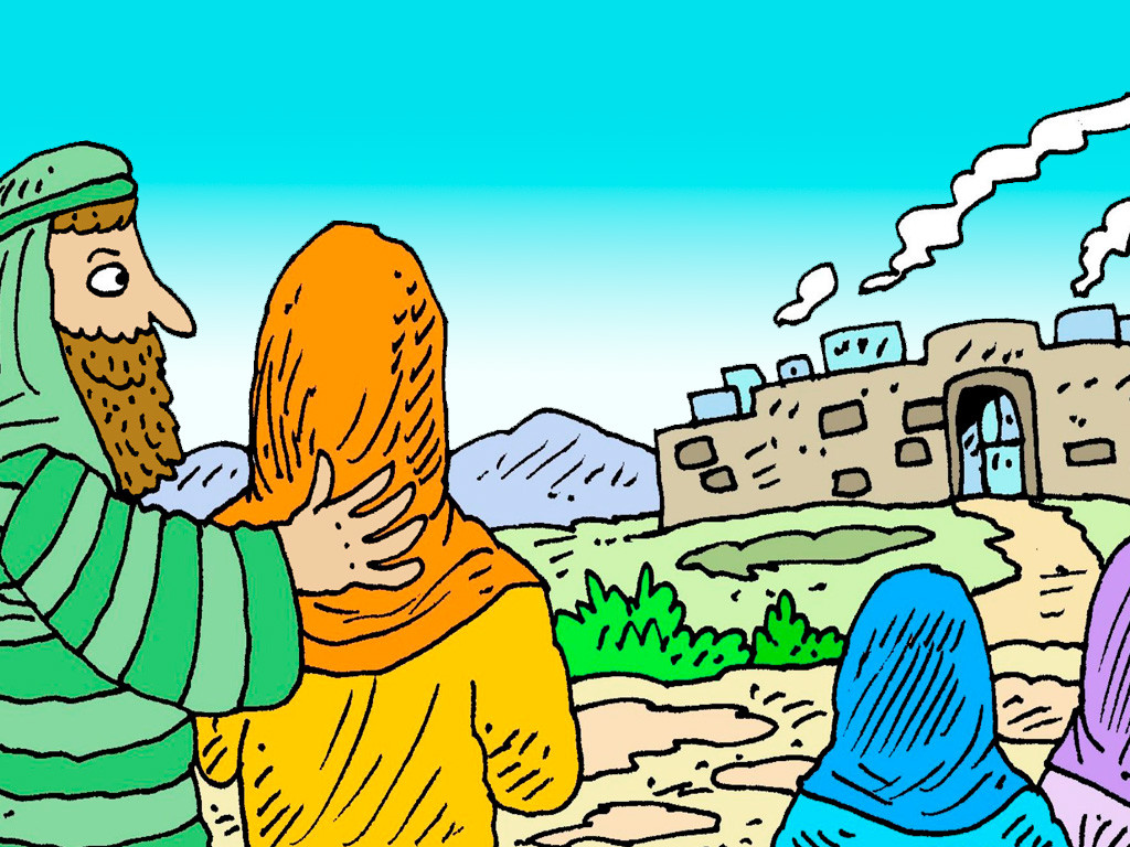FreeBibleimages :: Lot escapes from Sodom :: Lot is rescued from God's ...