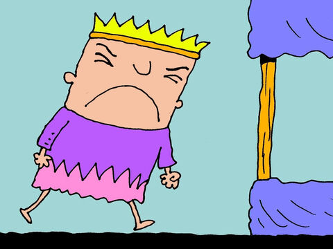 Ahab was upset and grumpy he could not get his way. So he stomped off to his bedroom to sulk. – Slide 4