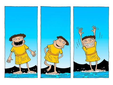 ‘Look at me,’ thought an excited Peter. ‘Hey just one foot. I’m doing the impossible – walking on water.’ – Slide 21