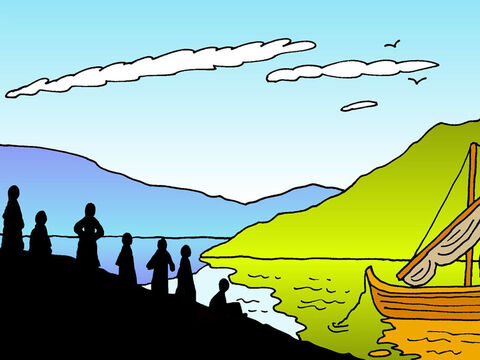 Later on, Jesus revealed Himself again to the disciples at the Sea of Galilee. This is what happened: Simon Peter, Thomas, Nathaniel, James and John, and two other disciples, were together. Simon Peter told them, ‘I’m going fishing.’ <br/>They all told him, ‘We’ll go with you, too.’ – Slide 1