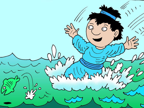 John told Peter, ‘It’s the Lord!’ When Simon Peter heard that it was the Lord, he put his outer coat, and jumped into the sea. – Slide 5