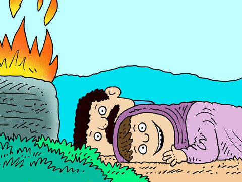 Manoah and his wife fell face downward. <br/>‘We will die,’ Manoah cried out to his wife, ‘for we have seen God!’ – Slide 11