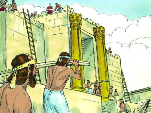 While they were waiting for the reply the Jews kept working. They wrote to Darius explaining that King Cyrus had given them permission to rebuild and had returned the gold and silver objects the Babylonians had taken from the Temple. – Slide 6
