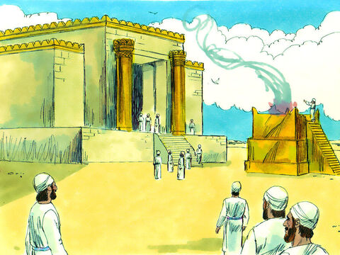 In the sixth year of the reign of King Darius the temple was finished. The people gathered for a special opening ceremony. – Slide 11