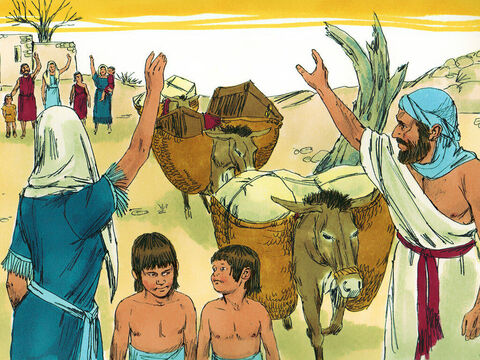 Elimelek and his wife Naomi had two sons, Mahlon and Kilion, and lived in the town of Bethlehem in Judah. When the area was hit with famine they decided to leave to find food. – Slide 1
