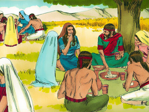At mealtime Boaz invited her to eat with the other harvesters. ‘Have some bread and dip it in the wine vinegar,’ he said. He offered her roasted grain. Ruth ate all she wanted. – Slide 7