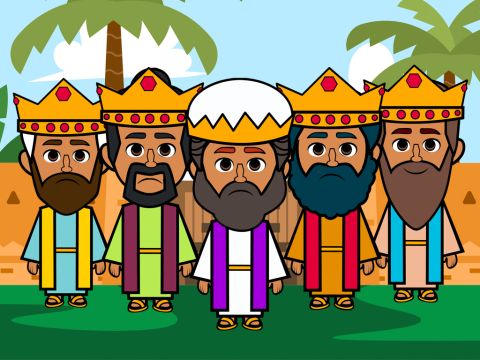So he called a meeting of the kings who ruled in the nearby big cities. – Slide 6