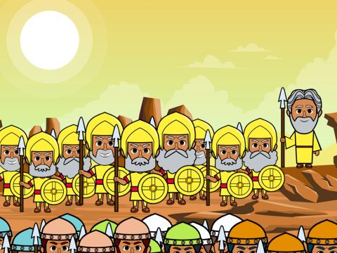 With the sun shining high in the sky Joshua and his army were able to win the battle and save the people of Gibeon. – Slide 20