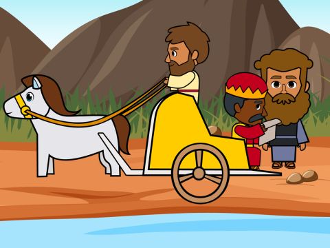 While they were travelling down the road, they came to some water. The Ethiopian said, ‘Look! Here is water! What is stopping me from being baptised?’ – Slide 10