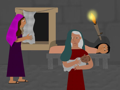 The king hated the Israelites so much he commanded the baby boys must be killed but two Hebrew midwives, called Shiphrah and Puah, feared God more than the king and hid the baby boys so they would be safe. – Slide 2
