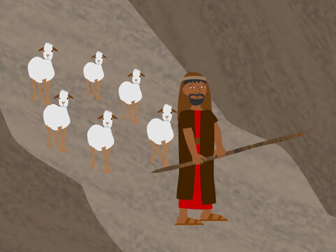 Moses looked after the sheep belonging to Jethro, his father in law, who was a priest of Midian .One day he led the flock across the desert to the Mountain of God called Horeb. – Slide 1