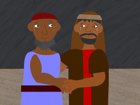Along the way he met his brother Aaron who was very glad to see him again. Moses told his brother everything that God had said and all the signs he had performed. – Slide 9