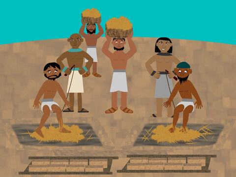 The Israelites had to work harder and harder. And when they didn’t make enough bricks the taskmasters beat them. – Slide 3