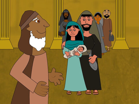 There was a man called Simeon in the temple. God had told him he would not die until he had seen the Saviour. – Slide 2